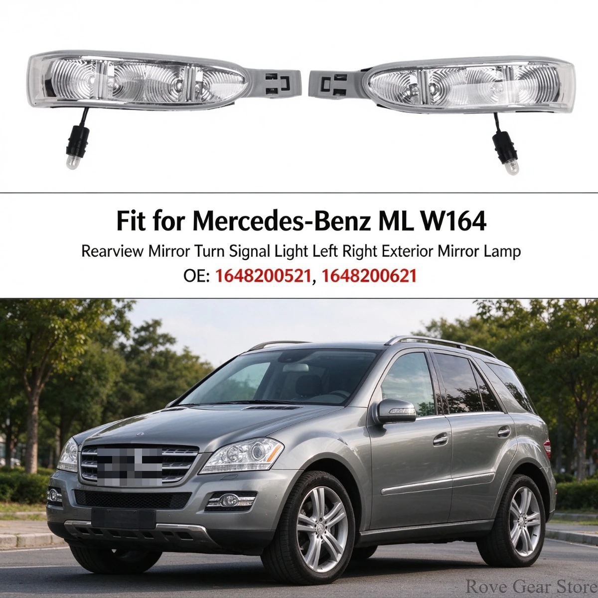 For Mercedes Benz ML W164 Rearview Mirror Turn Signal Light Left Right Exterior Mirror Lamp 1648200521 1648200621