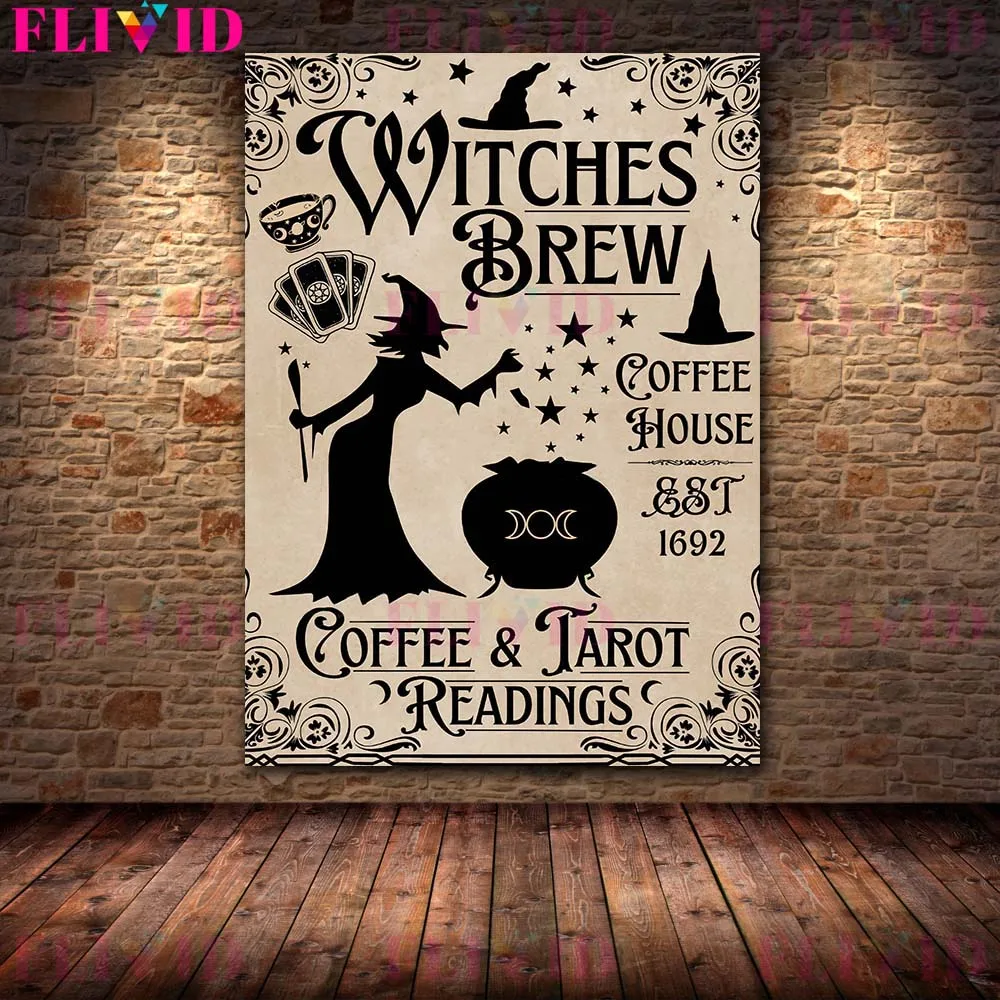 وثنية الفن الساحرة مكنسة متجر الفن طباعة الساحرات الصيدلي الرسم على لوحات القماش الجدارية الساحر فورتشن ملصق وطباعة ديكور
