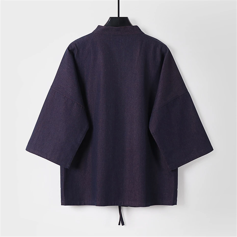 Denim Shirts Men 9XL Plus Size Kimono Shirts Summer Cardigan Jacket Fashion Casual Solid Color Shirts Big Size 9XL