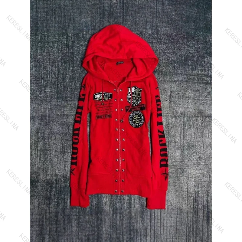 

Новая субкультурная толстовка с молнией в стиле Y2K для миллениалов, хип-хоп, американский стритстайл, готика, ретро, Харадзюку, универсальная толстовка в стиле эмо.