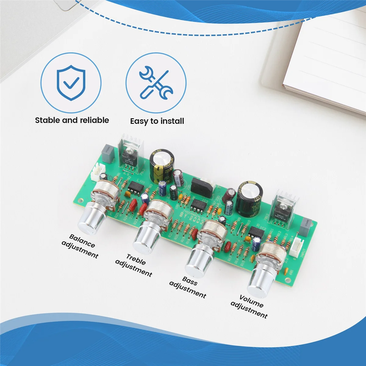 SMIEA 12V NE4558 HIFI Preamp Tone Board Bass Treble Volume Control Pre-Amplifier Board