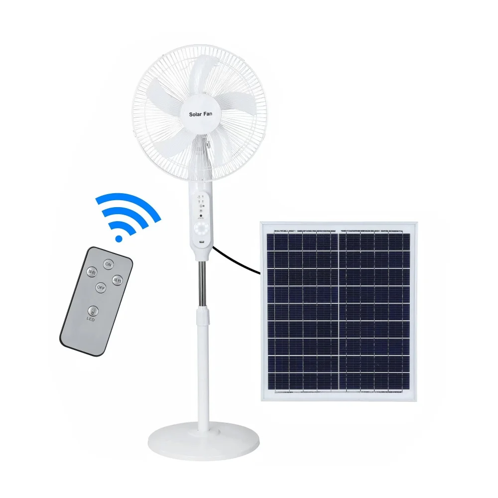 

12v 24v Dc Ac Solar Rechargeable Fan Solar Fan with Panel and Battery 15w 20w 25w Solar Ac Fan