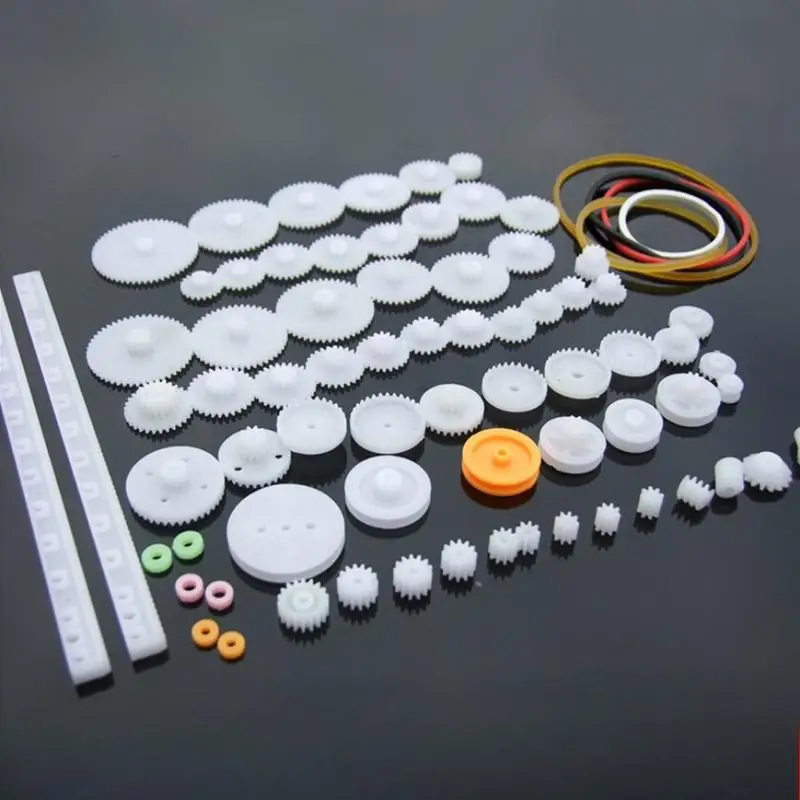 75pcs 1Set Plastic Gear Model Gearbox Rack Pulley Belt Worm Gear Single Double Gear Teeth Aircraft Craft Toolkit