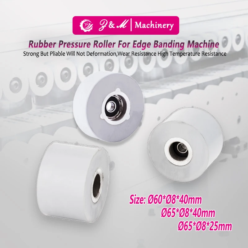 ODØ48/60/65mm Pressure Rubber Roller for Edge Banding Machine Gray Feed Conveying Rubber Rollers Woodworking Machine Accessories