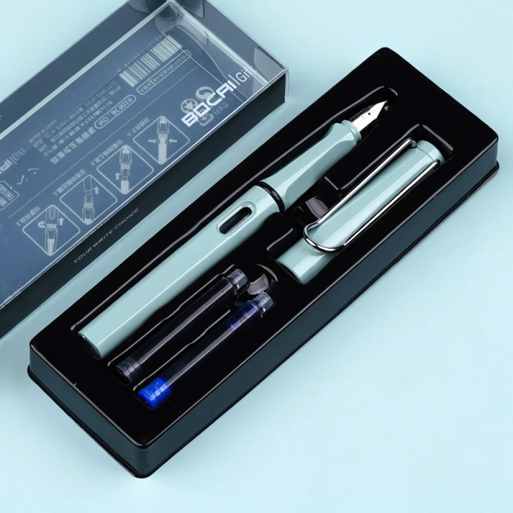 Student Fountain Pen Set Posture Correcting Stationery Iridium Nib Ink Sac Writing Tool Business Gift Office Supplies