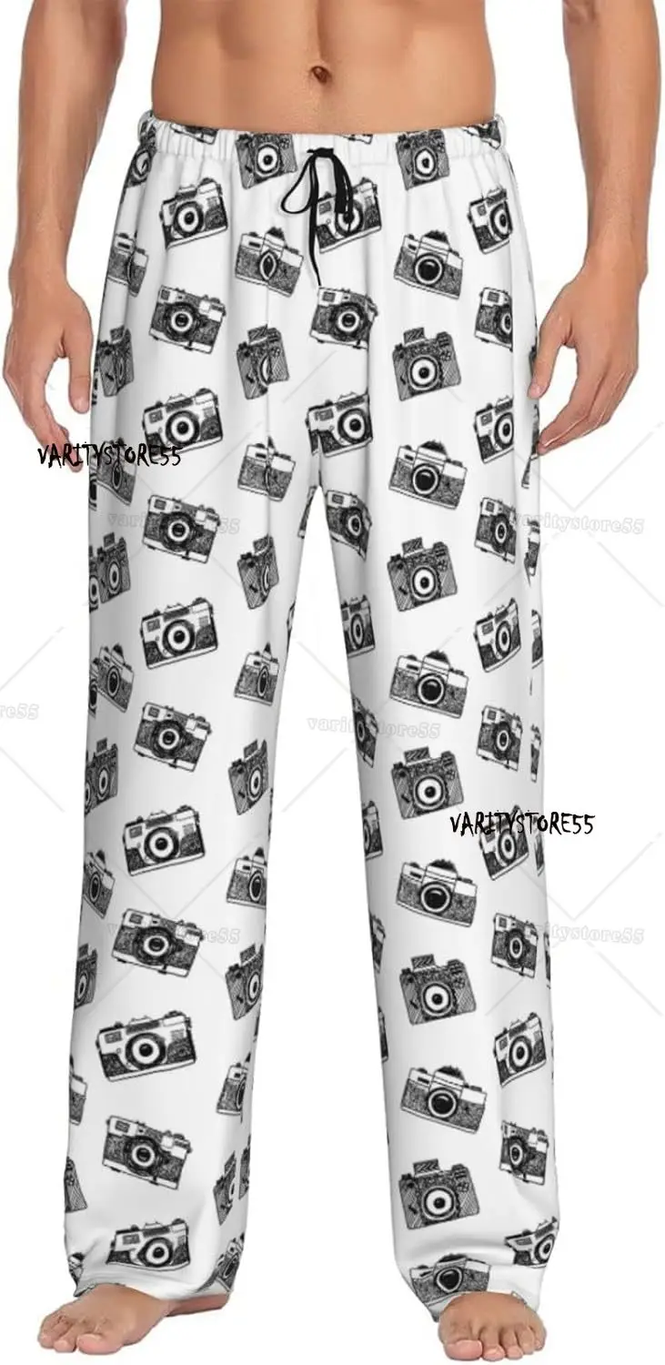 

Ретро фотокамеры, мужские пижамные штаны, удобные брюки для отдыха, повседневные пижамные штаны