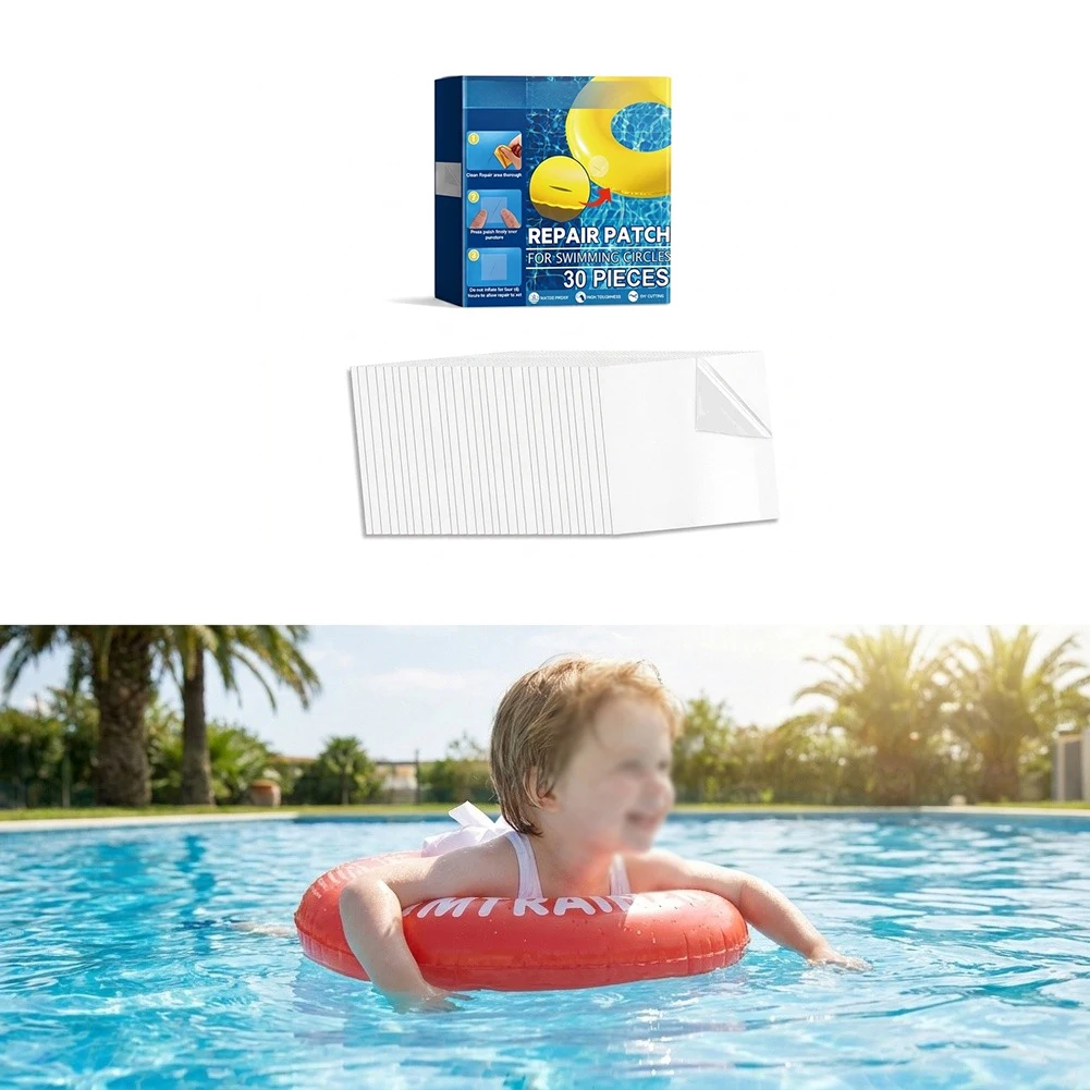 brand name Pool Repair Kit with 30 Transparent Waterproof Patches for Inflatable Swimming Rings and Pool Floats
