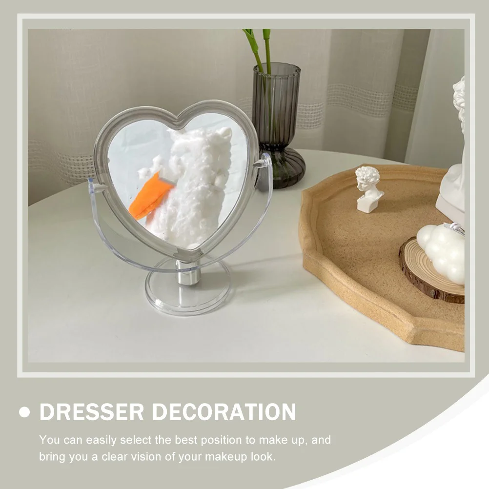กระจกแต่งหน้ารูปหัวใจ ดีไซน์เรียบง่าย สง่างาม กระจกตั้งโต๊ะ ฐานมั่นคง ให้ลุคแต่งหน้าที่ชัดเจน ของตกแต่งโต๊ะเครื่องแป้ง ของขวัญ