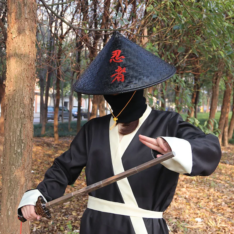 Anime Cosplay Ninja Hut Unisex Bambus Weben Rattan Hut Chinesische Kostüme Hut Samurai Kegel Dekorative Kappe Halloween Party Decor