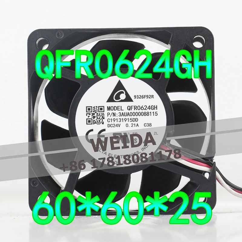 

6CM cooling fan Delta 6025 24V 0.21A double ball converter control cabinet 3-wire silent QFR0624GH