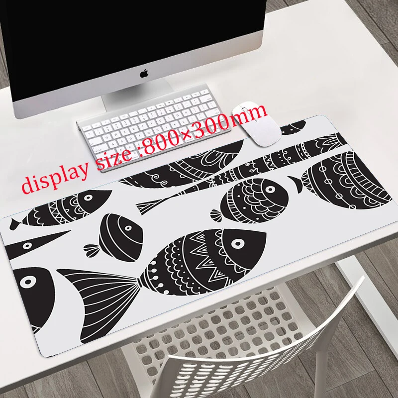 Cartoon fish HD Art Printing XXL Mouse Pad，Writing Desk Pads Computer Lock Edge Keyboard Non-slip Mat，Gamer Accessory Hot Large