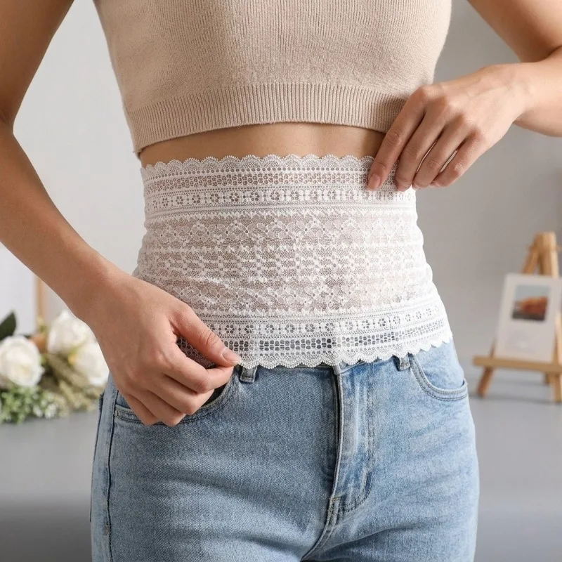 Lace Waist Cinchers for Women Elastic Corset Belt Anti-exposure Tube Top Waist Band Slimming Belly Cover Decorative Lace Girdle