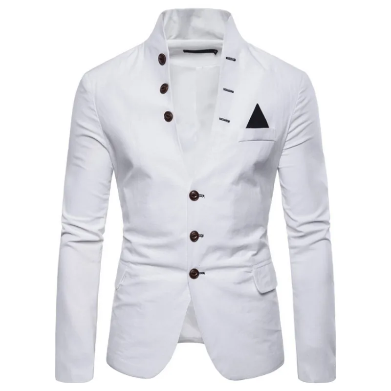 

New European Style Men's Multi Button Decoration for Foreign Trade, Casual Standing Collar Suit, Fashionable Suit Jacket for Men