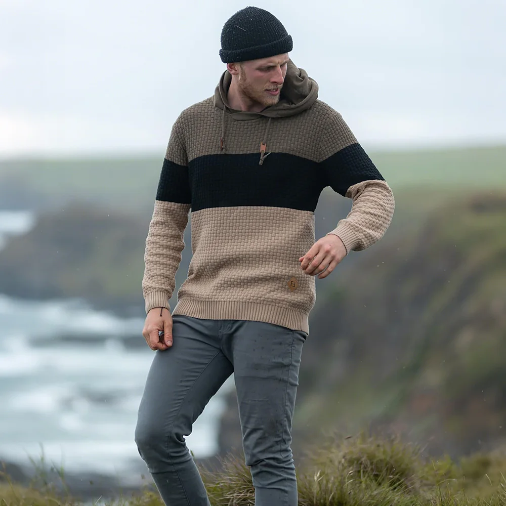 Slavinson Men's Sweatshirt Spring New Hoodies Sweatshirt Long Sleeve Solid Knitted Warm Soft Pullover Casual Sweater US Size