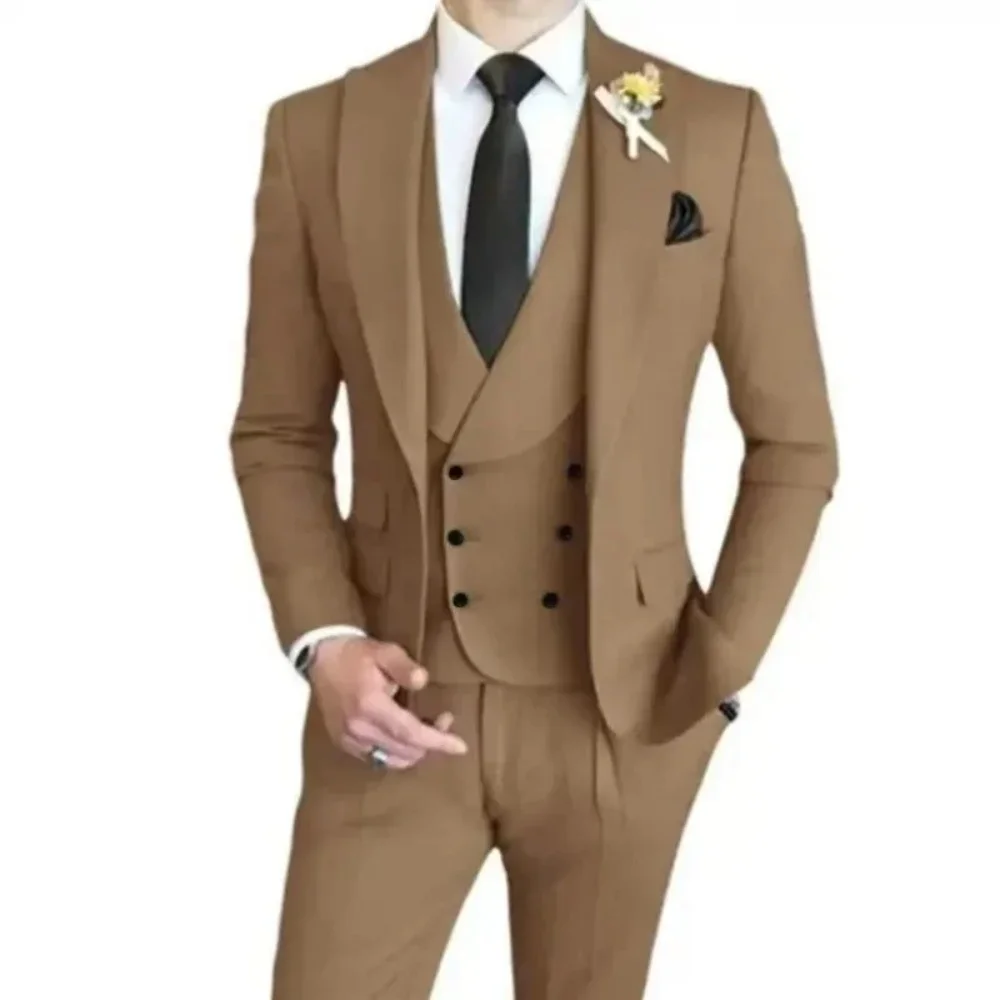 

(Blazer+ Vest + Trousers) Gentleman's Wedding Casual Professional Formal Suit 3Piece XS-6XLSuit Boutique Men's Fashion Business