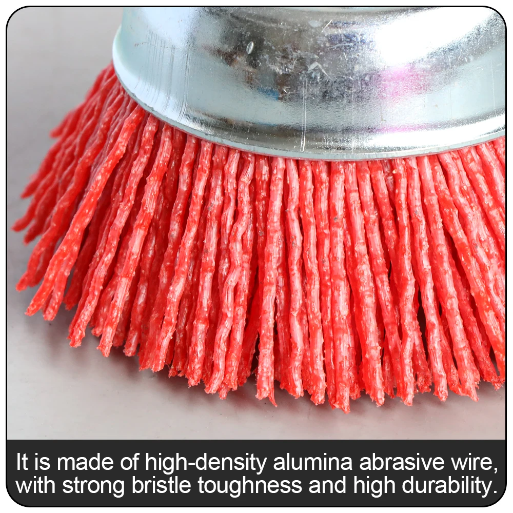 3 Inch Nylon Abrasive Wire Cup Brush Wheel Brush 1/4" shank for Drill Cleaning Polishing wood Deburring and Removing