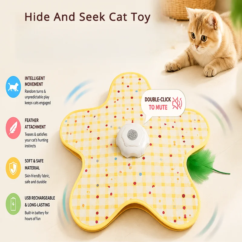 

Automatic Hide And Seek Cat Toy Birdsong Moving Concealed Feathers Motion Activated Interactive Cat Toys Kitten Indoor Play