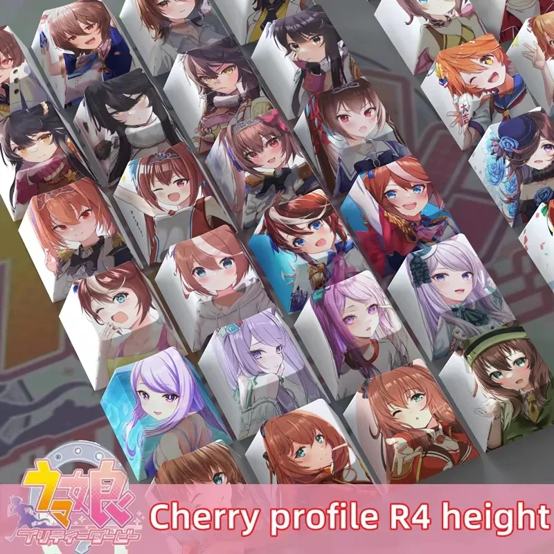 4 Keys/set Pretty Derby Keycaps PBT Dye Sublimation Key Caps For MX Switches Cherry Profile Anime Cartoon Keycap R4 Height