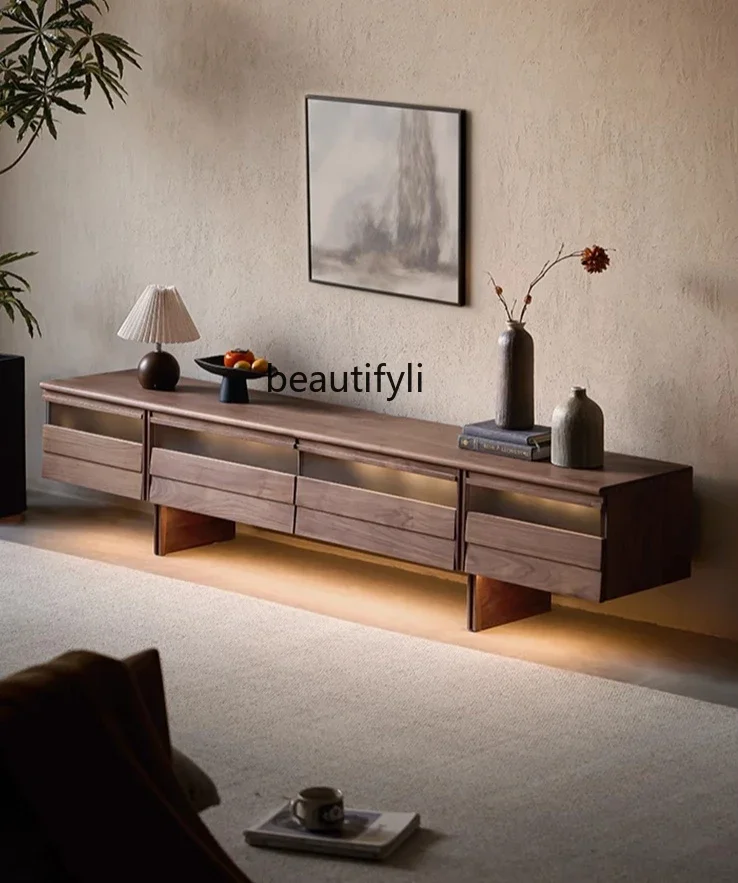 

B6 North American black walnut medieval TV cabinet, solid wood Chinese suspension, modern simplicity