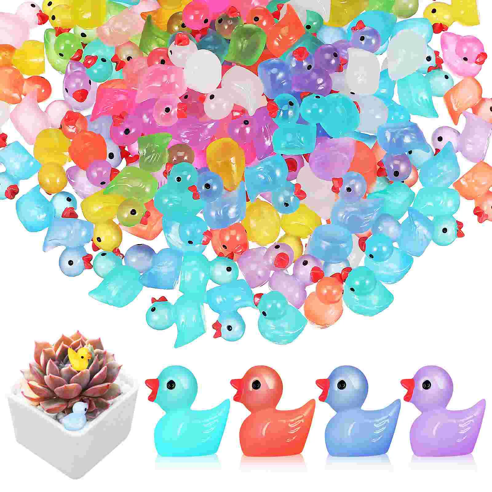 18*16*12cm 15 Colors Small Ducks Mini Decor Tiny Glow The Dark Resin Animals Toy