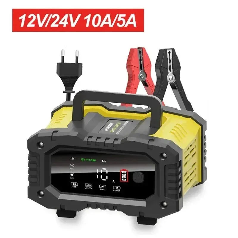 FOXSUR 20A/10A Auto Motor Acculader 12 V/24 V Slimme Oplader Lithium AGM GEL Lood-zuur LiFePO4 Acculaders