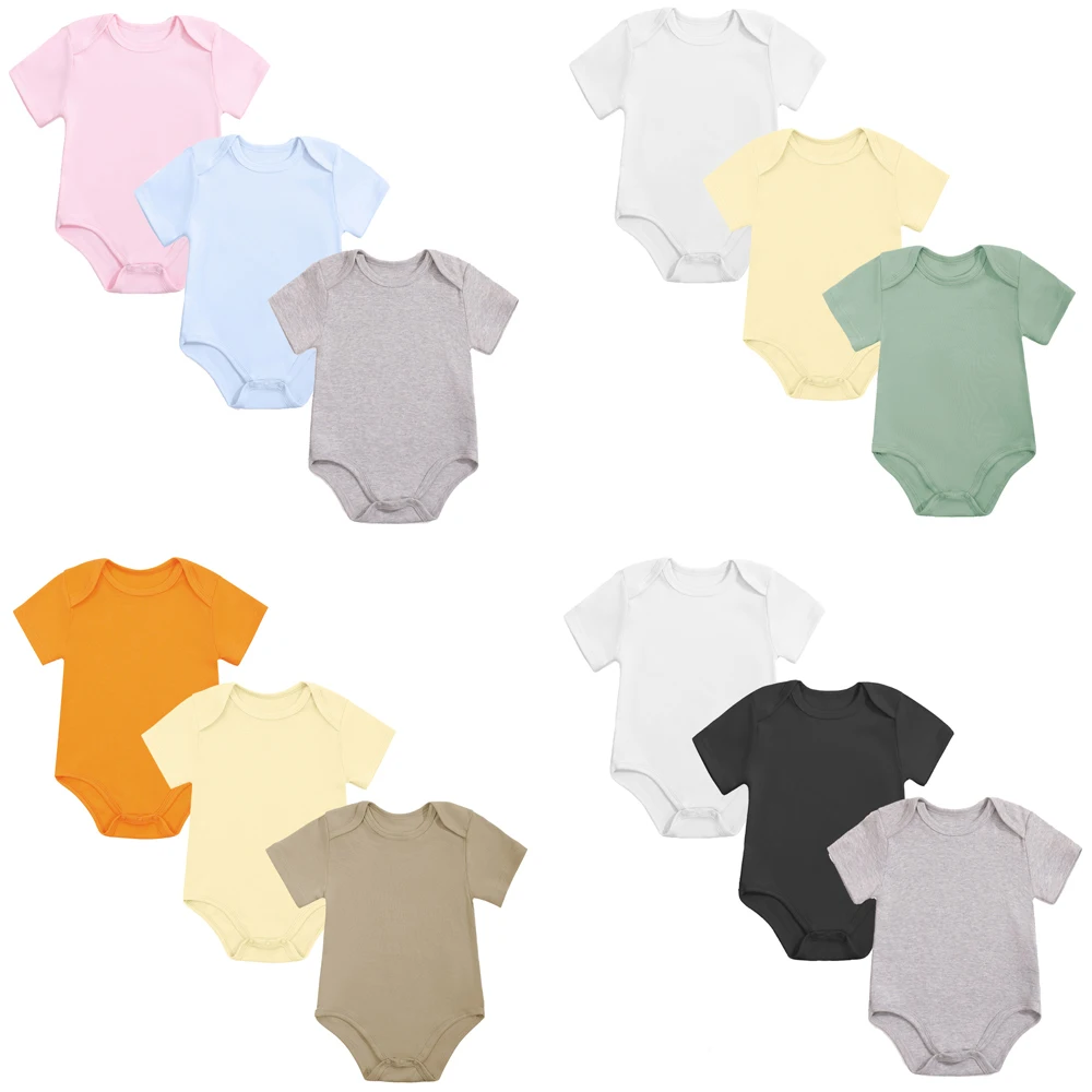 Baby Bodysuits Boy 100% Cotton Summer Newborn Clothes 0 3 6 9 12 18 24 Months Plain White Pink Blue Black Baby Girl Romper 1 2y