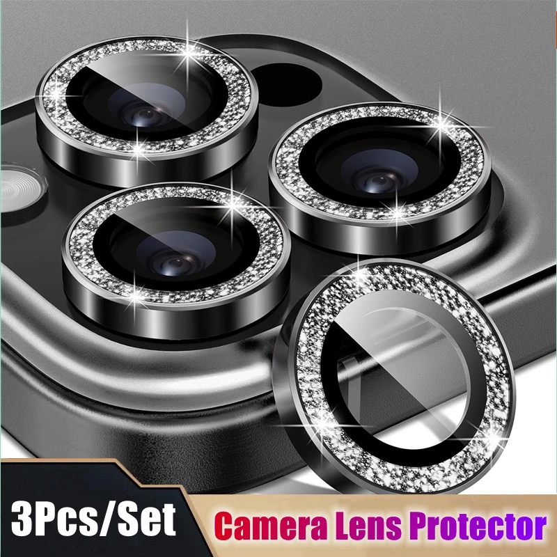 

3pcs/Set Metal Camera Lens Protector Glass for iPhone 16 15 14 13 12 11 Pro Max Plus Lens Protection Film Self-Locator install
