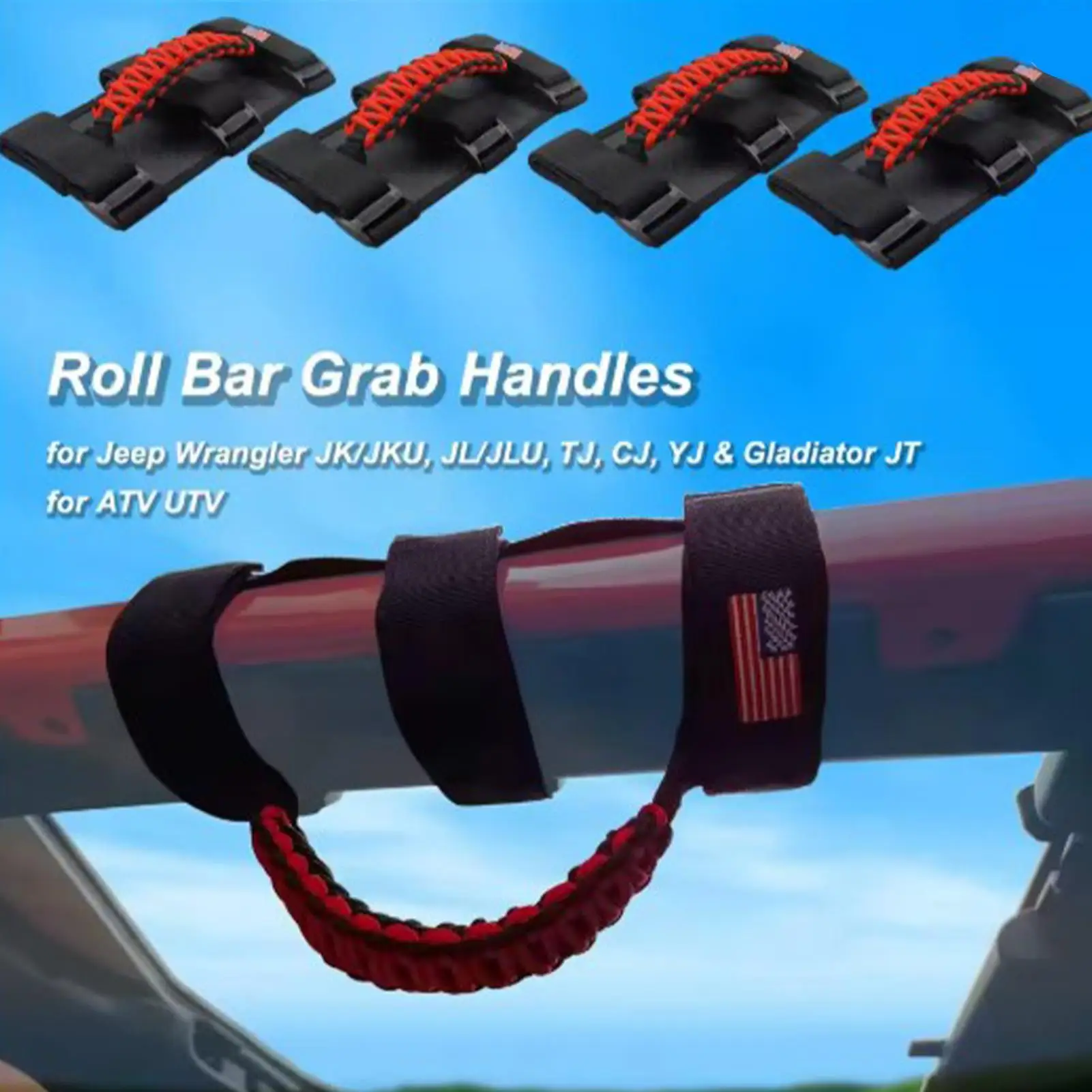 Car Handles Anti-Slip Roof Grip Straps With Flag Patterns Car Handles Grab For ATVInterior Modification Trucks Door Automotive