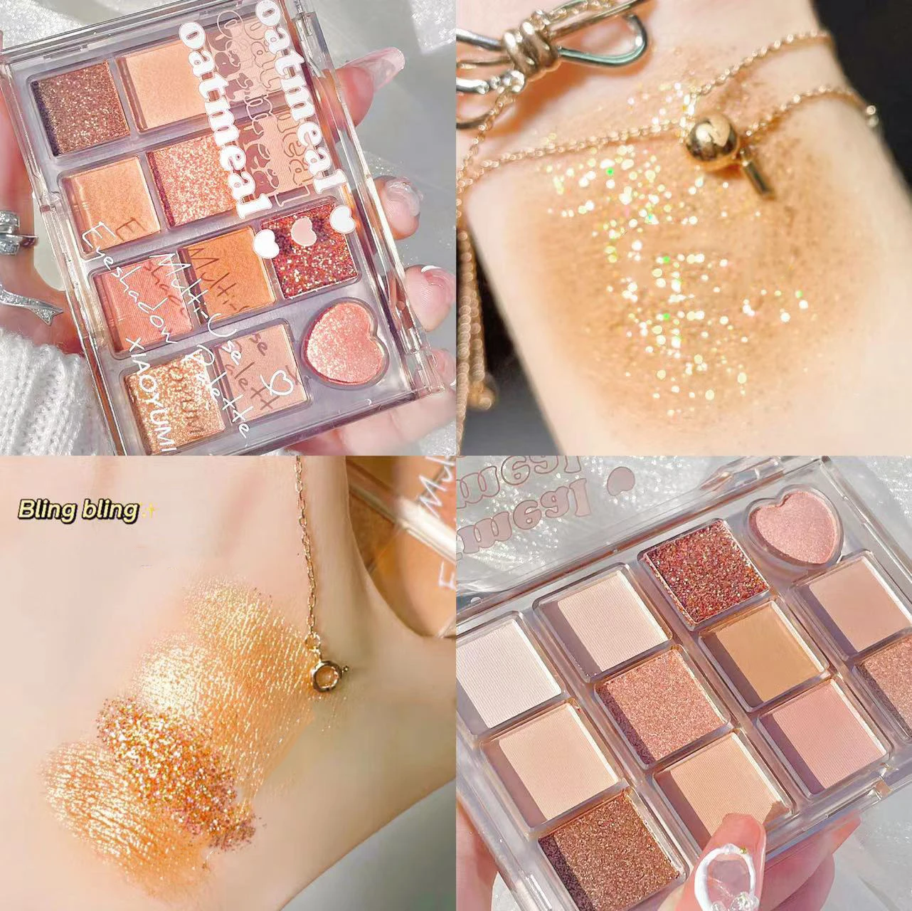 Beautiful Twelve-Color Eyeshadow Palette, Matte Pearlescent Fine Glitter, Pure Desire Milk Tea, Earthy Sequins, Natural Everyday