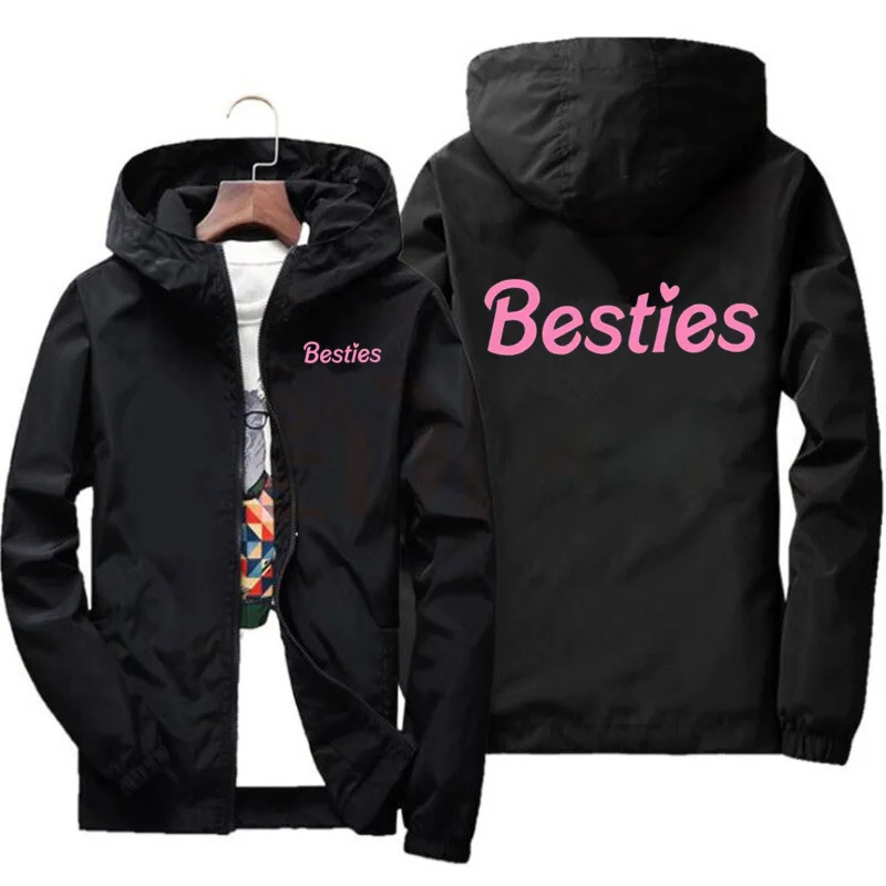 

2025 New Spring Autumn Men'S Besties Letter Printing Windproof Jacket With Zipper High Quality Jacket With Hooded Sports Jacket