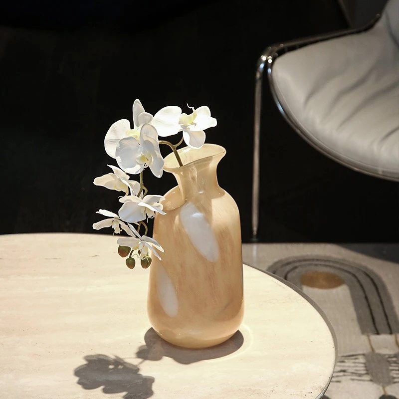 Oblique medieval hydroponic glass vase ornament, advanced marble texture home flower ware