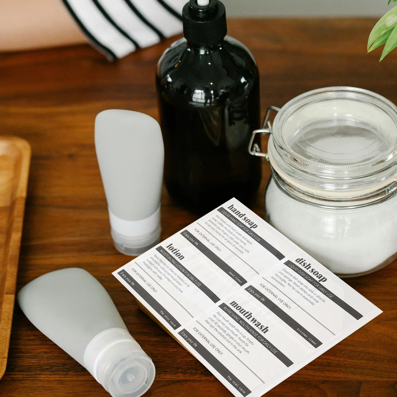 

8 Sheets Bathroom Stickers Adhesive Labels Skincare Products Bathroom Use Clear Bottle Labels Toiletries Organization