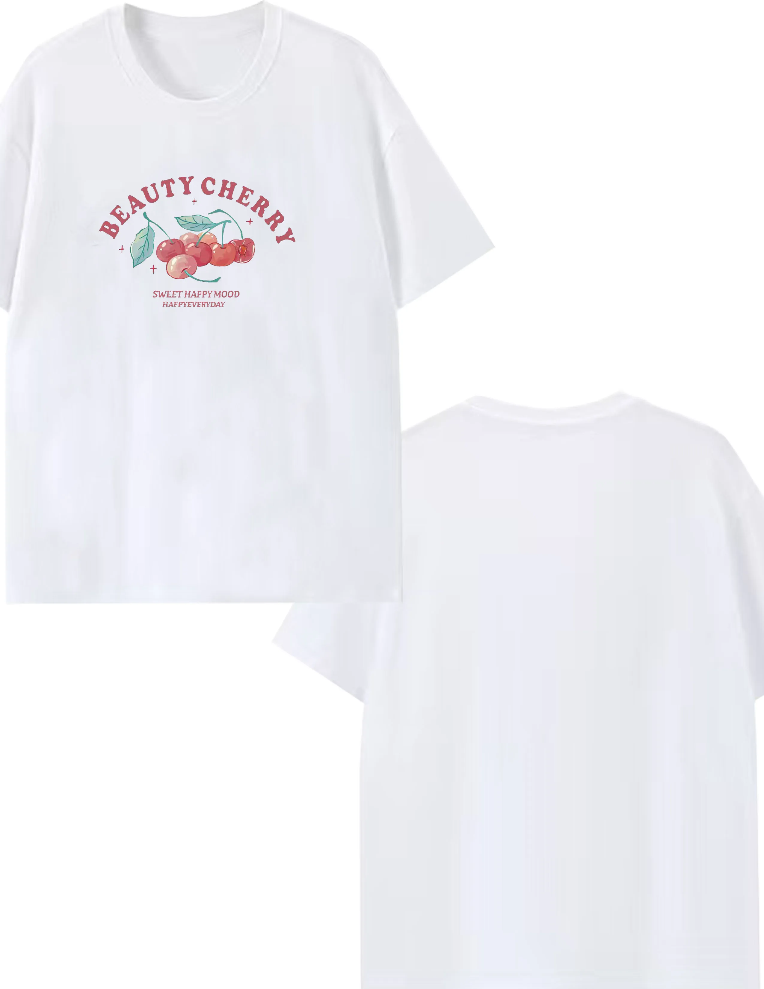

Women Men Casual T Shirt Fashion Beauty Cherry Print Loose Short Sleeve Comfortable Tee Top For Summer
