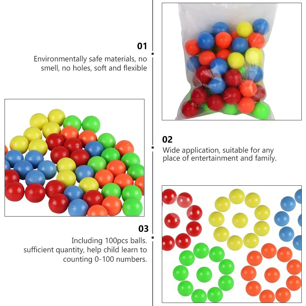 100 Pcs Counting Balls Probability Learning Colored Plastic Hippo Educational Toys