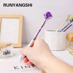 1PC Natural Healing Amethyst Crystal Original Raw Stone Cylindrical Pen Ballpoint Pen Student Stationery Office Business Gifts