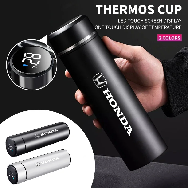 500ml Portable Car Smart Thermos Bottle Temperature Display Cup For Honda Civic Fit Jazz Accord CRV HRV City Odyssey Passport