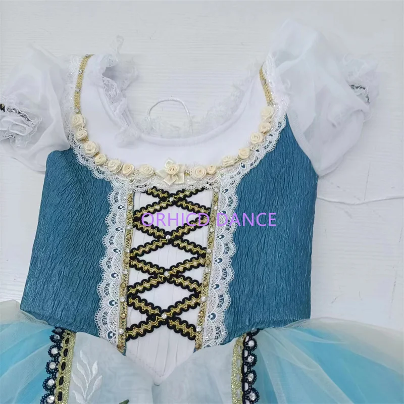 Performance Tutu meninas e mulheres trajes, crianças e adultos campesino Gilsay ballet desgaste da dança, azul longo Tutu romântico, tamanho personalizado, alta qualidade