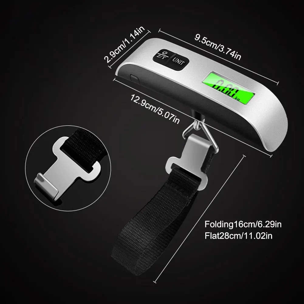 50 كجم/110 رطل الإلكترونية حقيبة معلقة السفر يزن شاشة الكريستال السائل الجيب حقيبة إلكترونية مقياس السفر مقياس الأمتعة اليدوية