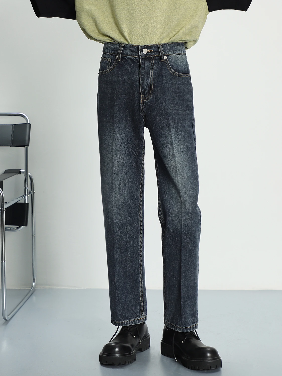 

Джинсы Bla с прямыми штанинами, мужские модные простые повседневные брюки с одинаковой талией, повседневные мужские длинные брюки Cone ape