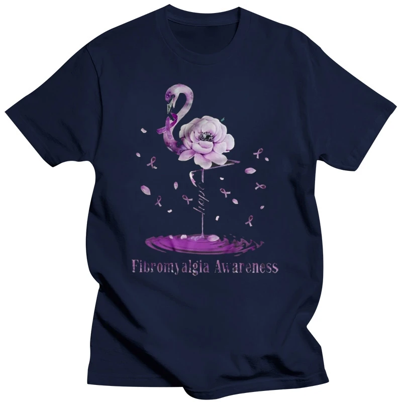 Men Funny T Shirt Fashion tshirt Hope Fibromyalgia Awareness Flamingo Flower Version Women t-shirt