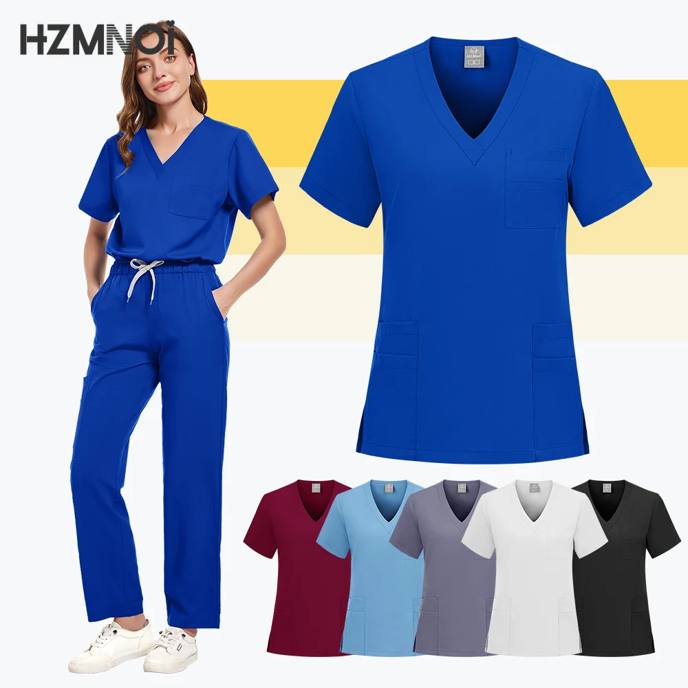 

High Quality Nursing Scrubs Uniforms Sets Hot Sale Hospital Uniform Wholesale Tops and Pants Set Medical Women Nurse Accessories