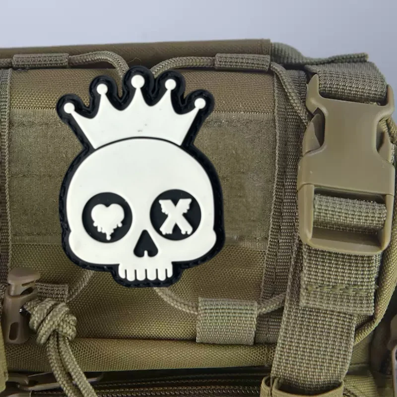 

PVC Crown Skull Patch on clothes Tactical Morale Badge Hook Loop Military Patches Backpack Sticker for Clothing Armband