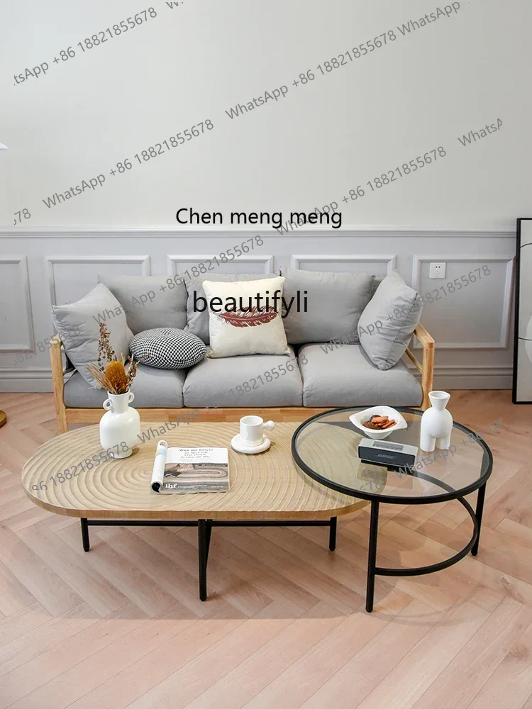 D178 Y Y zq Japanese Style Small Apartment Living Room Coffee Table Creative Tempered Glass Home round Nordic Style