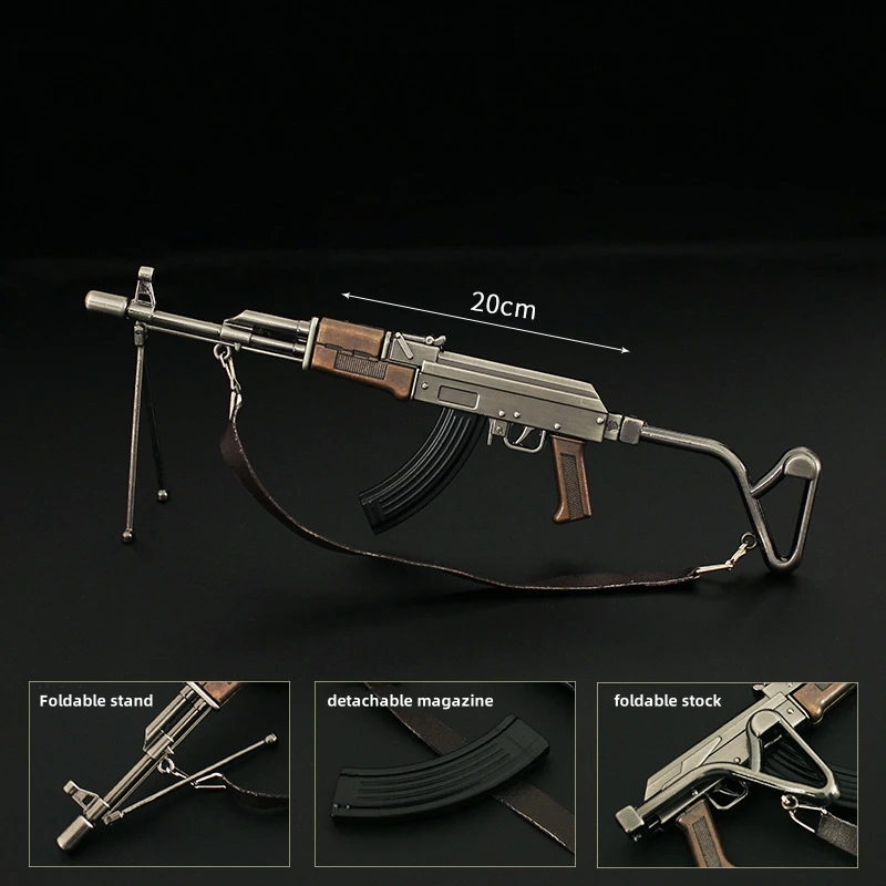 

Foldable AK47 Toy Gun Model - Detachable Alloy Rifle with Collapsible Stock, Tactical Display for Collectors
