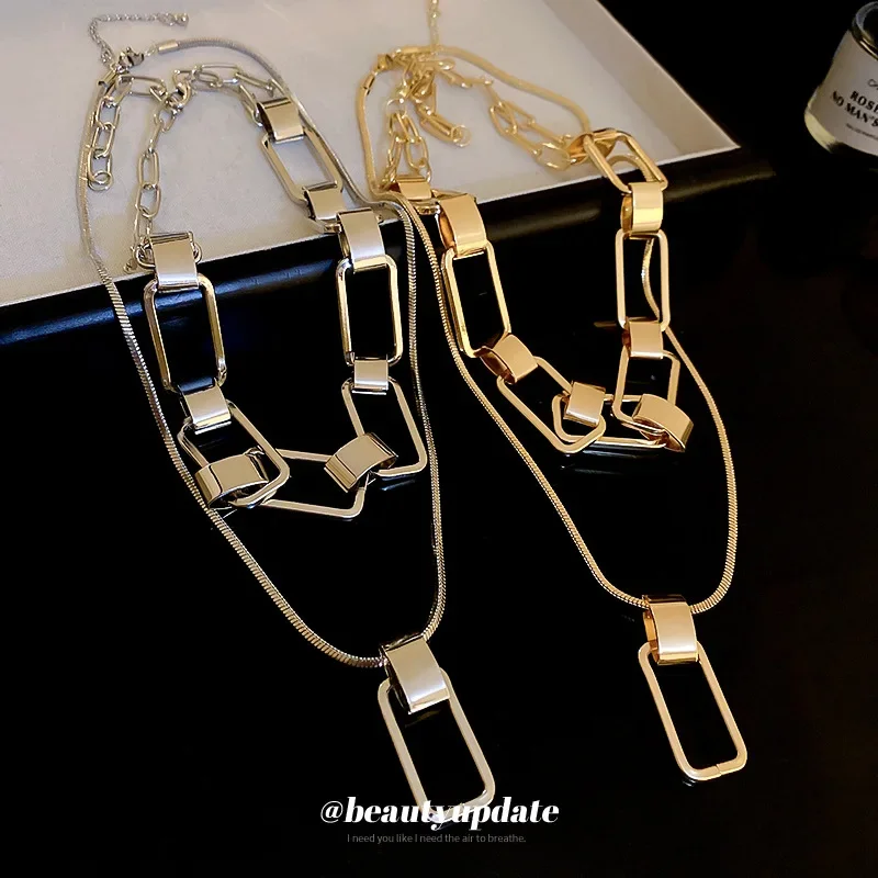 Metal Spliced Chain Necklace Se, Cool Style Pendant Punk Design Niche  Necklace for Women Jewelry  Luxury High-end Fashion
