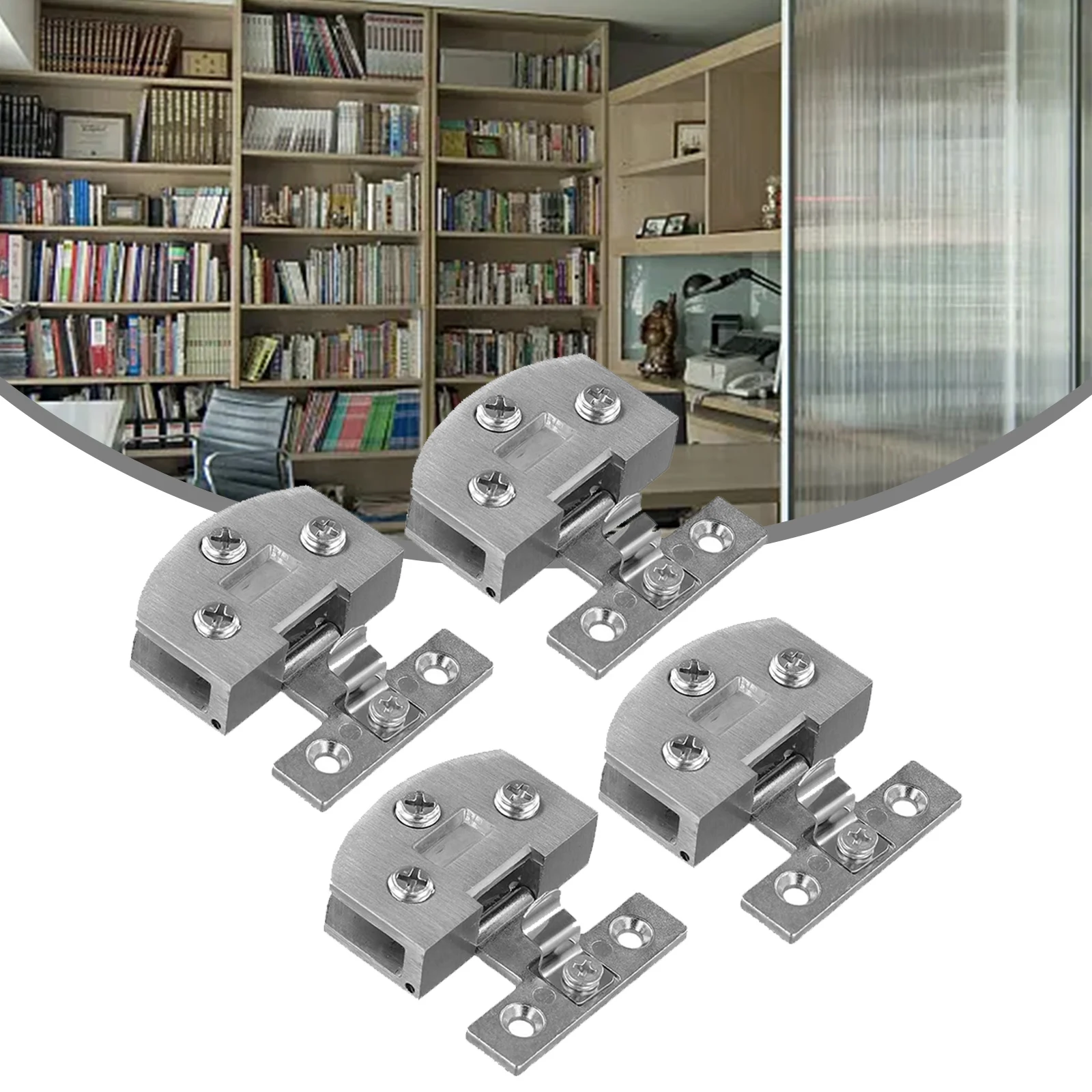 Glass Door Hinges Clamp 4pcs Adjustable Set for Bathroom Shower Cabinets Zinc Alloy Suitable for Glass Panels 5 8mm