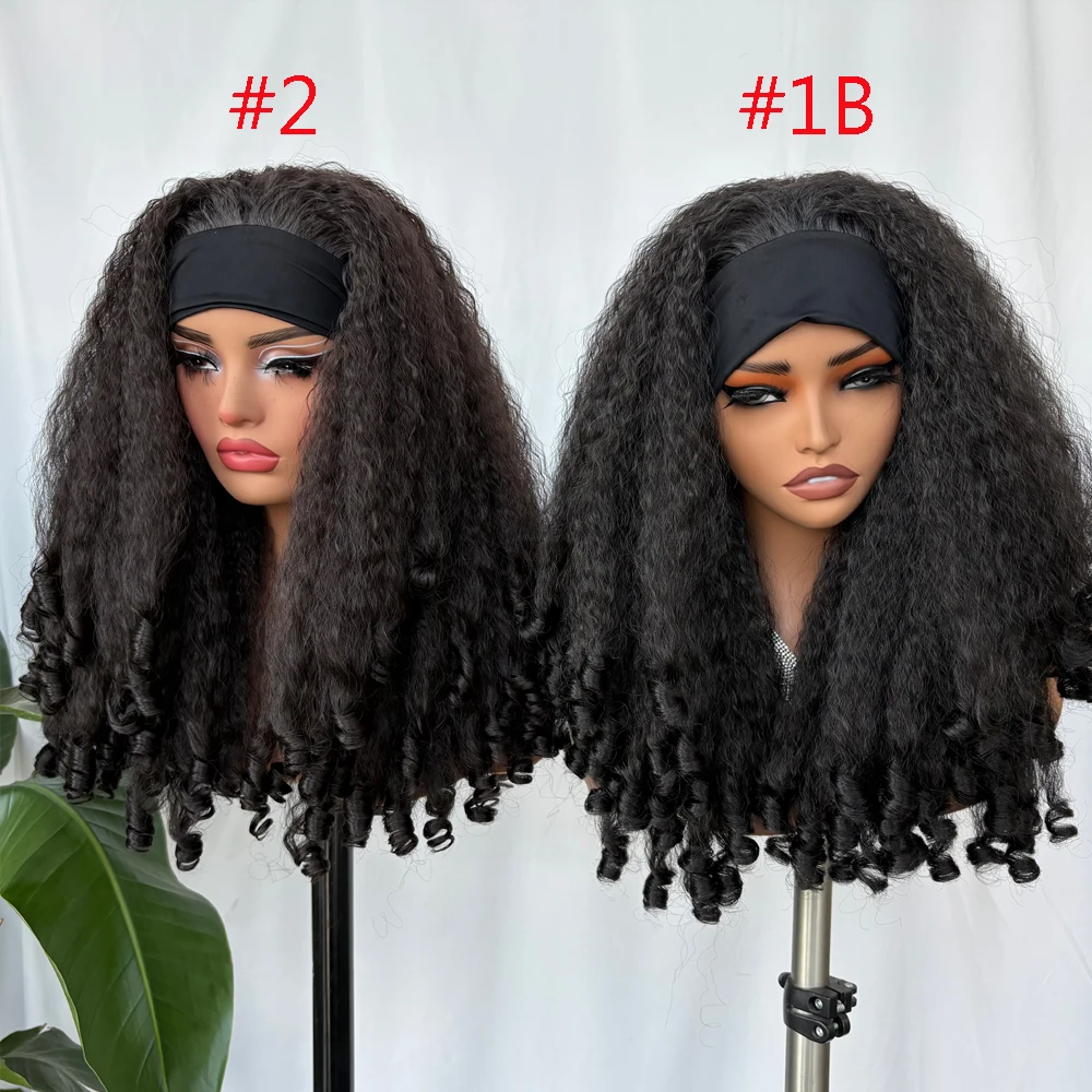 X-TRESS 20inch Synthetic Afro Curly Headband Wig for Women Kinky Straight Hair with Bouncy Curls Fully Soft Hair Easy to Wear image 5