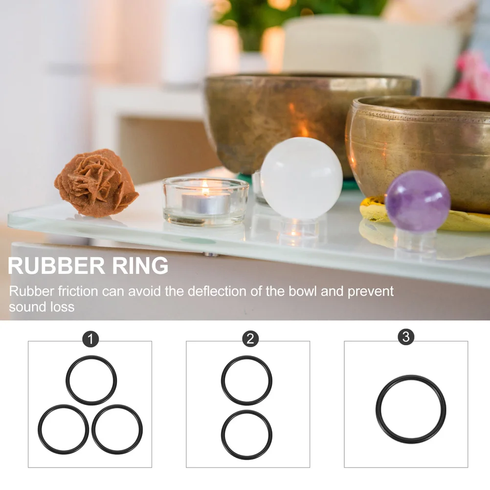 

5Pcs Meditation Bowl Ring Heavy-Duty Rubber Gasket for Buddhist Instruments Long-Lasting Singing Bowl Cushion Decorative Pad