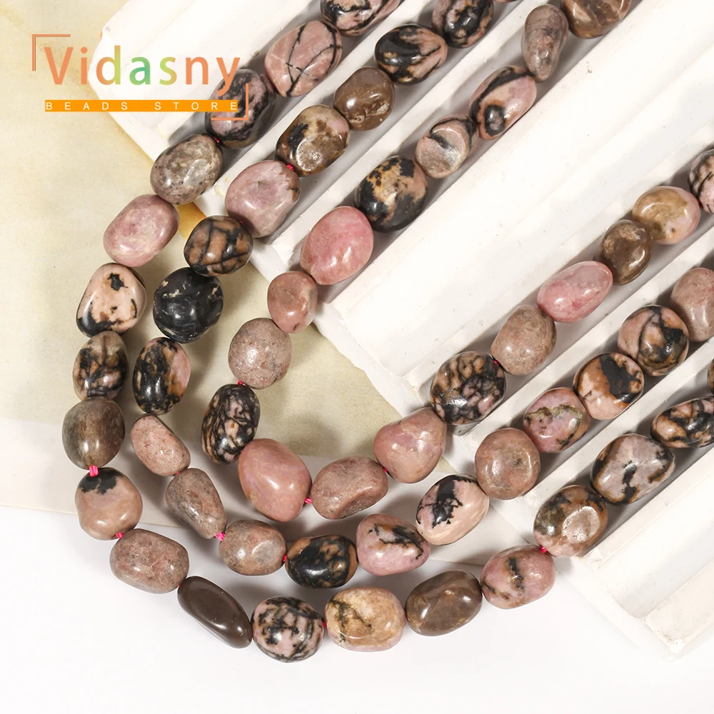 8-10mm Natürliche Schwarze Rhodonit-Perlen, Unregelmäßige Ovale Lose Perlen für Schmuckherstellung, DIY-Armbänder und Accessoires – Detail 6
