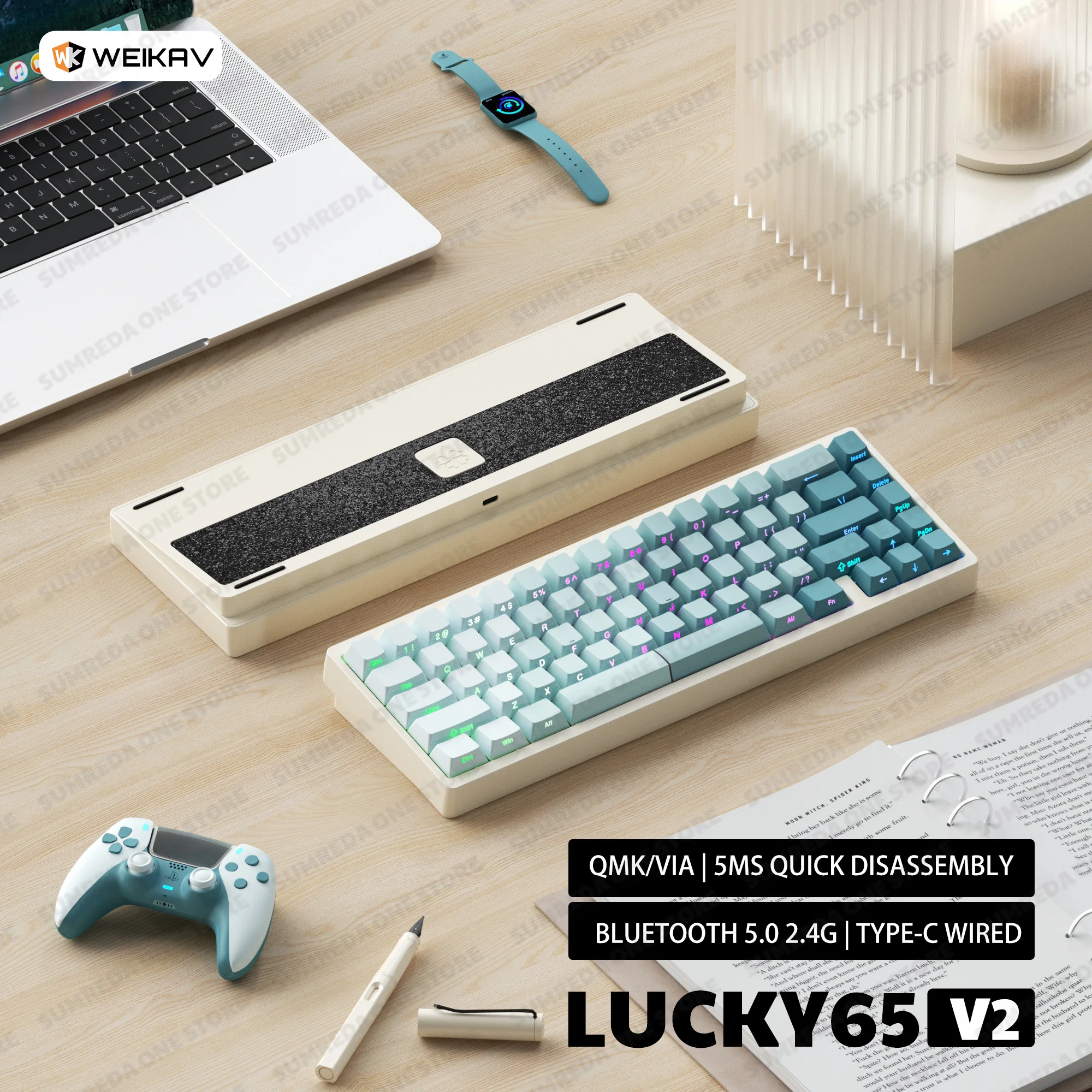 SUMREDA Sugar65 V2 Lucky65 Mini Custom Wireless Aluminum Mechanical Keyboard Kit RGB Bluetooth Wired Gaming Hotswap Keyboard